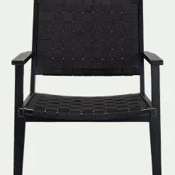 Fauteuil de jardin en bois d'eucalyptus et polyester - noir