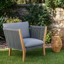 Fauteuil de jardin en cordes - gris vésuve