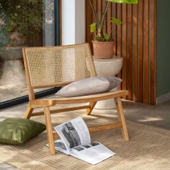 Fauteuil en chêne et rotin - bois clair