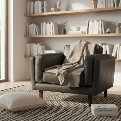 Fauteuil en cuir de vachette noir