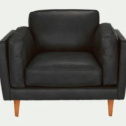 Fauteuil en cuir de vachette noir