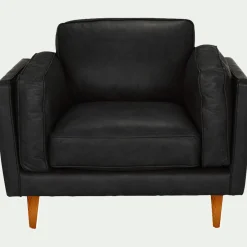 Fauteuil en cuir de vachette noir