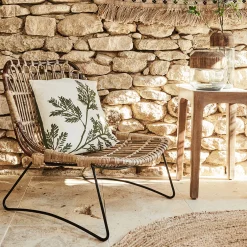 Fauteuil en rotin et métal