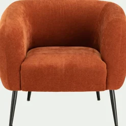 Fauteuil en tissu avec pieds en acier - brun rustrel