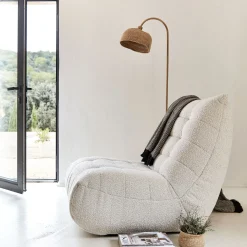 Fauteuil en tissu bouclette - blanc écru