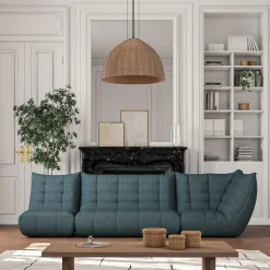 Fauteuil en tissu bouclette - bleu