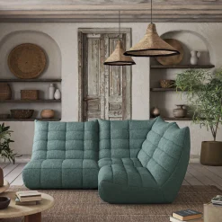 Fauteuil en tissu chenille - bleu calaluna