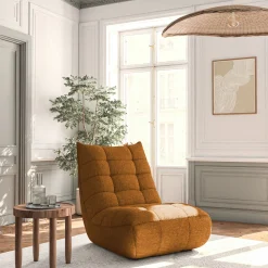 Fauteuil en tissu chenille - jaune argan