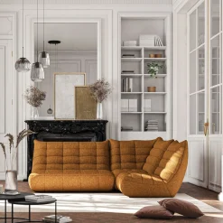 Fauteuil en tissu chenille - jaune argan