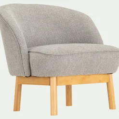 Fauteuil en tissu chiné et piétement en hévéa - gris borie