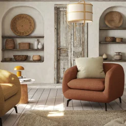 Fauteuil en tissu doux tramé - brun rustrel