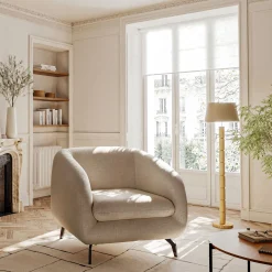 Fauteuil en tissu doux tramé - beige