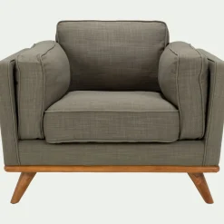 Fauteuil en tissu kaki cèdre