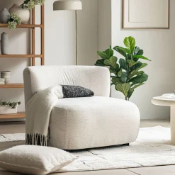 Fauteuil en tissu Raven - blanc écru