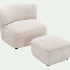 Fauteuil en tissu Raven - blanc écru