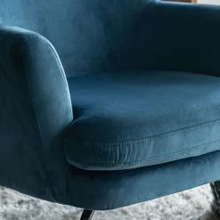 Fauteuil en velours - bleu myrte