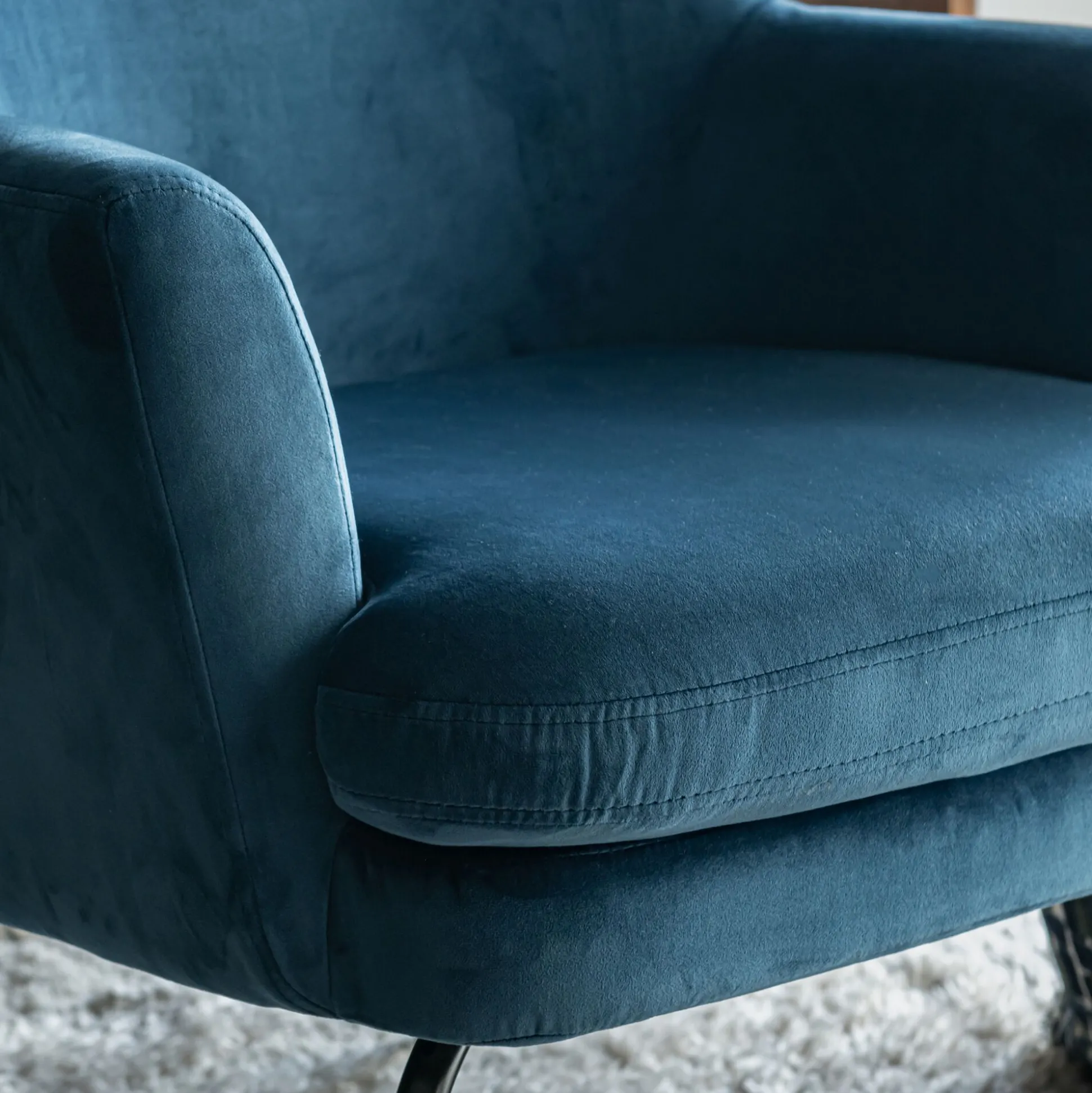 Fauteuil en velours - bleu myrte