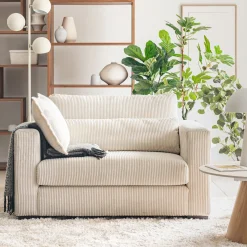 Fauteuil en velours côtelé Azores - beige