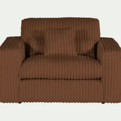Fauteuil fixe en tissu côtelé - brun rustrel