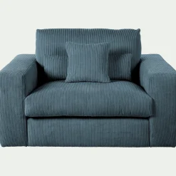 Fauteuil fixe en velours côtelé - bleu