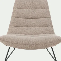 Fauteuil incurvé en tissu et métal - beige
