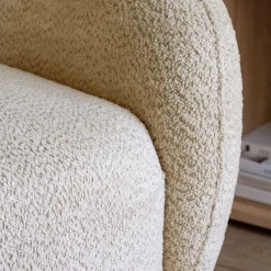 Fauteuil pivotant en tissu bouclette - beige