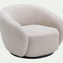 Fauteuil pivotant en tissu bouclette - beige