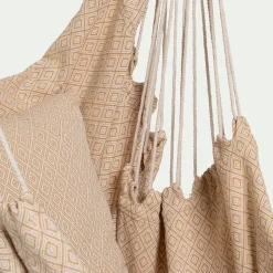 Fauteuil suspendu motif losange en polycoton - beige