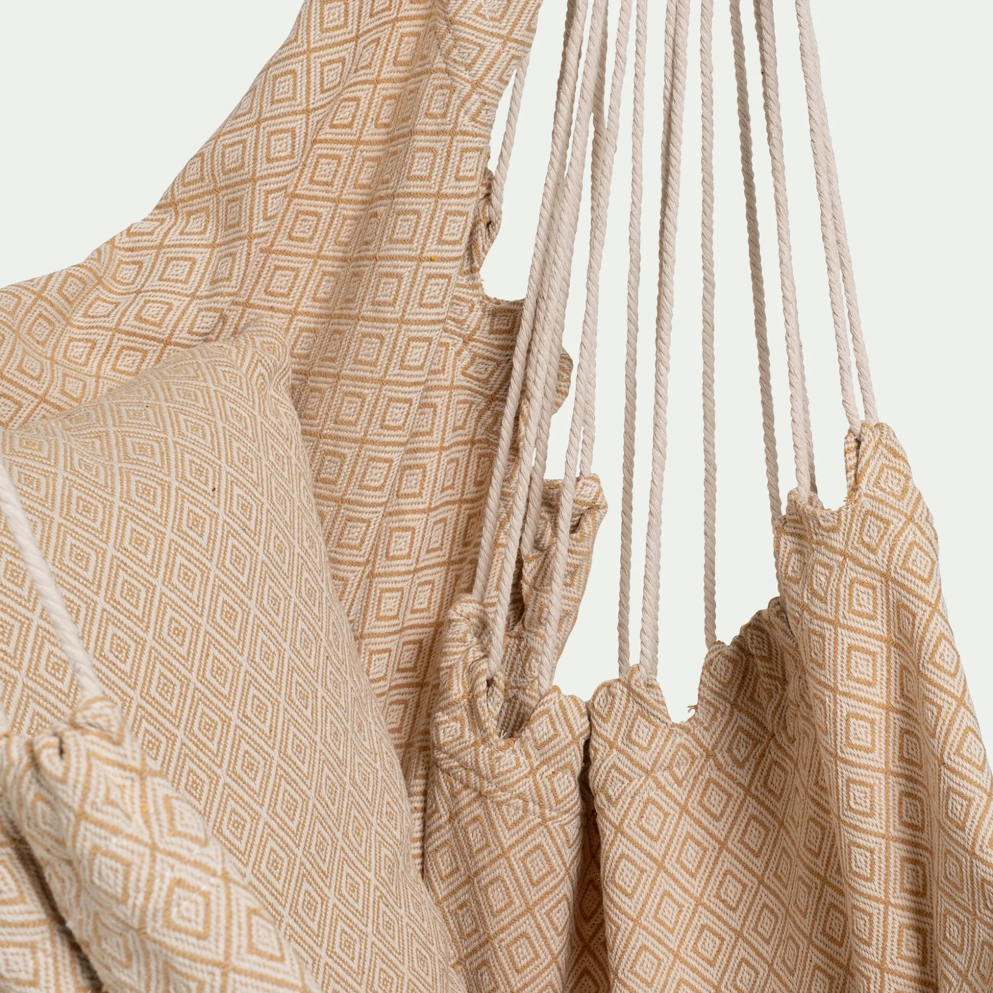 Fauteuil suspendu motif losange en polycoton - beige