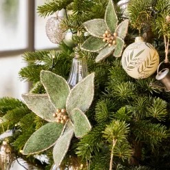 Fleur à clip en feutre 14x12cm - vert