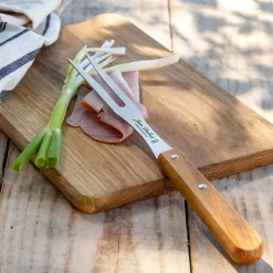 Fourchette à découper en inox et bois d'olivier - naturel