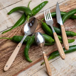 Fourchette en inox et manche en bois de hêtre - naturel