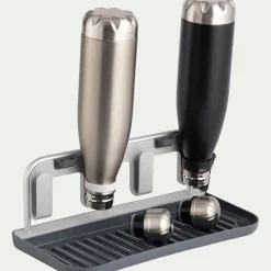 Égouttoir à gourdes en plastique et aluminium - gris