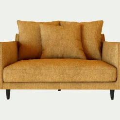 Grand fauteuil fixe en tissu monclar - jaune argan