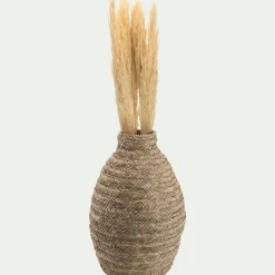 Grand vase en jonc de mer tressé H60cm - naturel