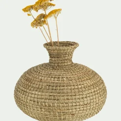 Grand vase en jonc de mer tressé H33cm - naturel
