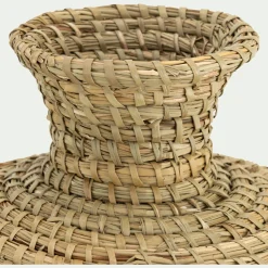 Grand vase en jonc de mer tressé H33cm - naturel