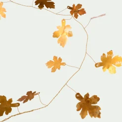 Guirlande de Noël en feuilles en laiton L183cm - doré