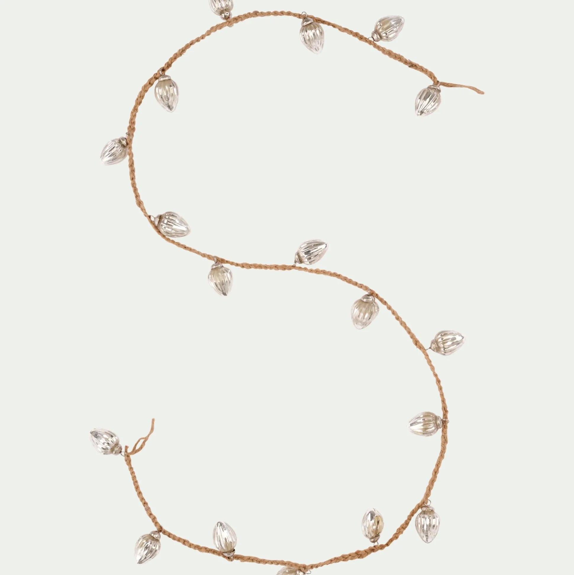 Guirlande de Noël en verre et jute L152cm - argenté