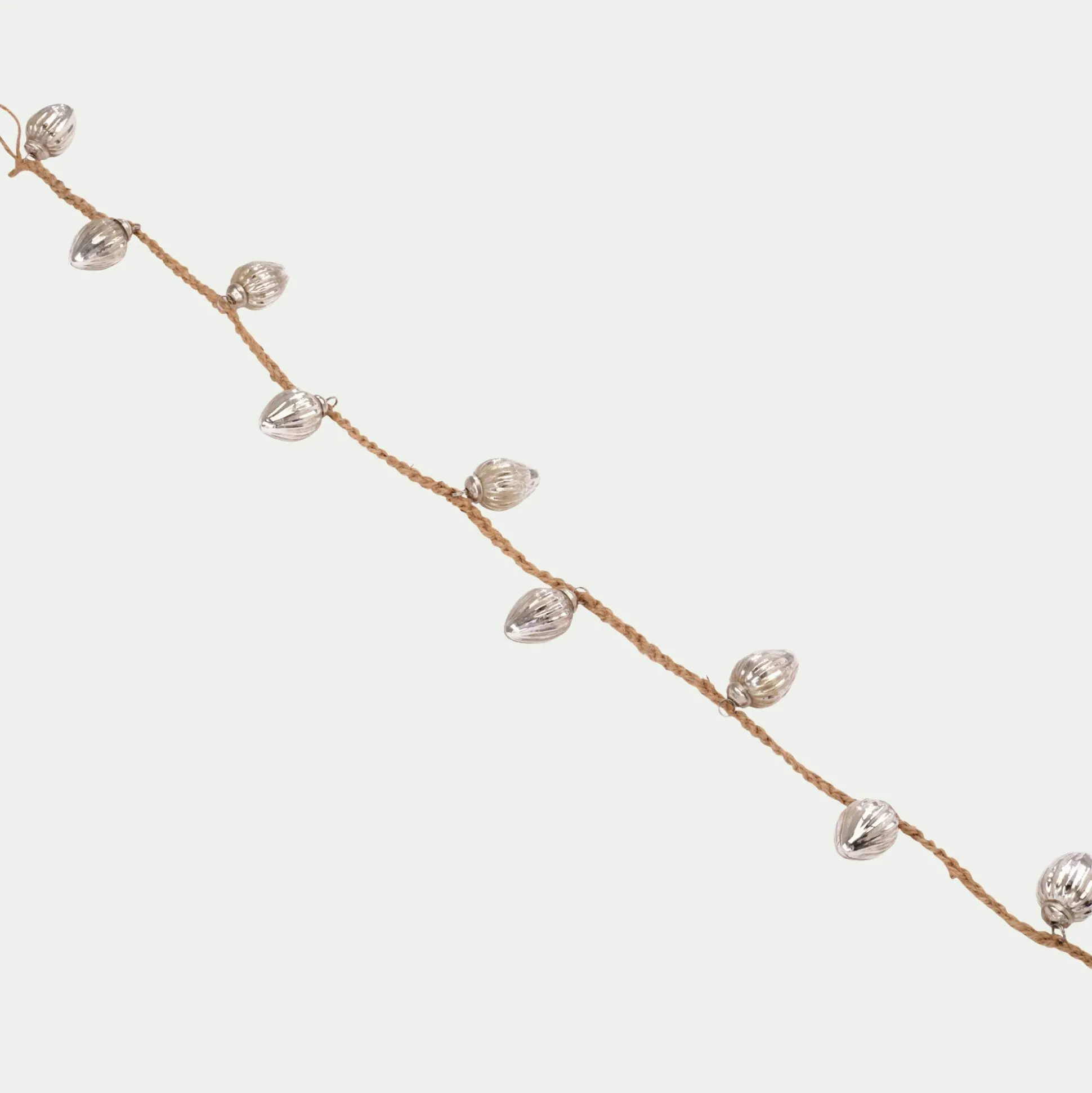 Guirlande de Noël en verre et jute L152cm - argenté