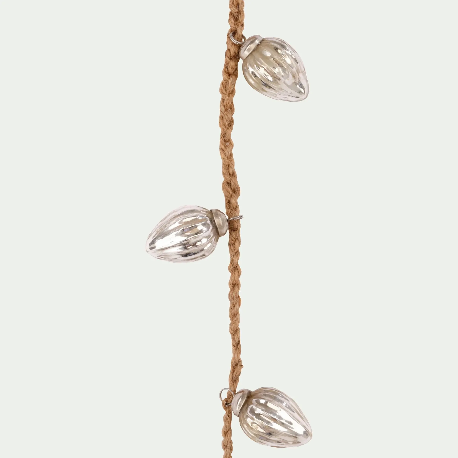 Guirlande de Noël en verre et jute L152cm - argenté