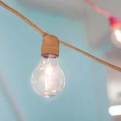 Guirlande électrique avec câble en jute 10 ampoules 8m - naturel