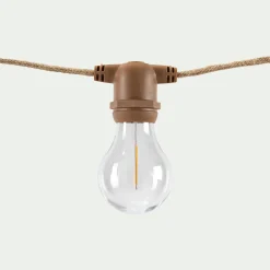 Guirlande lumineuse solaire en jute - naturel 8m