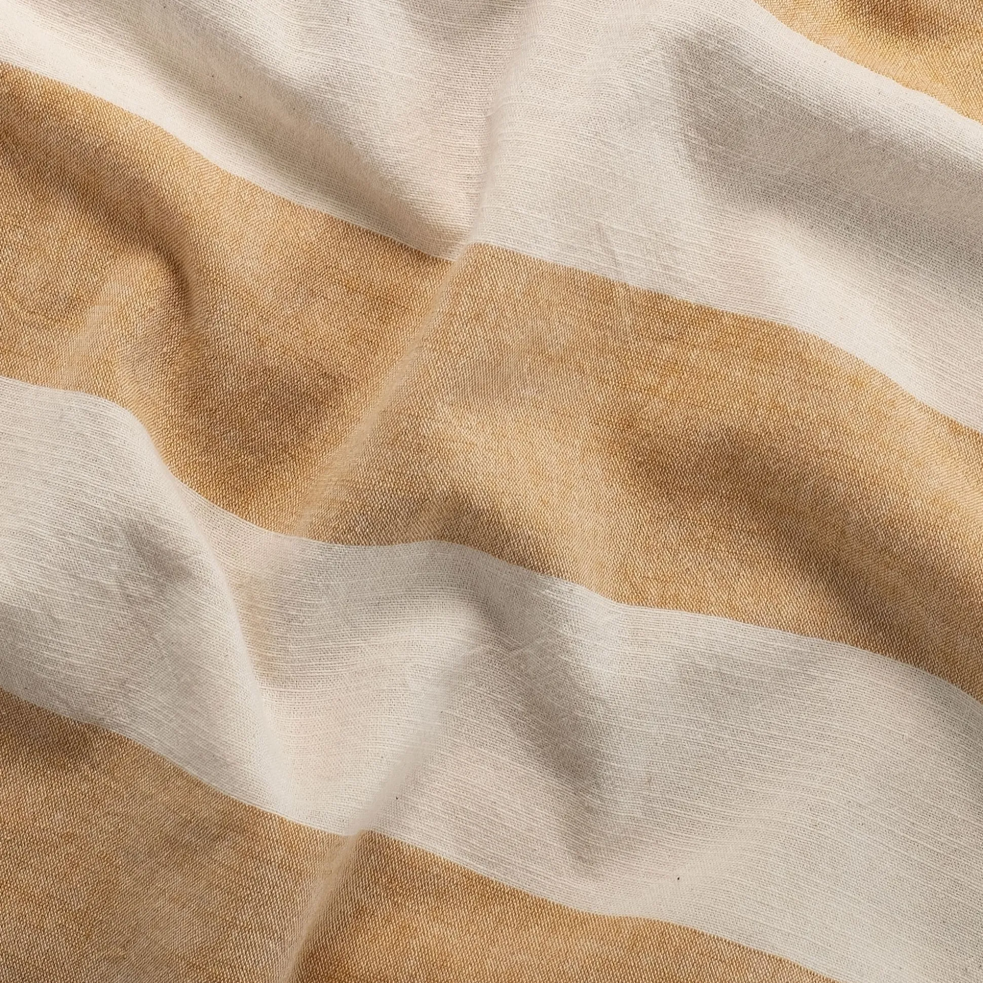 Housse de couette à rayures en coton flammé lavé 240x220cm - jaune