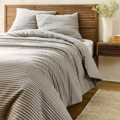 Housse de couette à rayures en flanelle de coton 240x220cm - gris