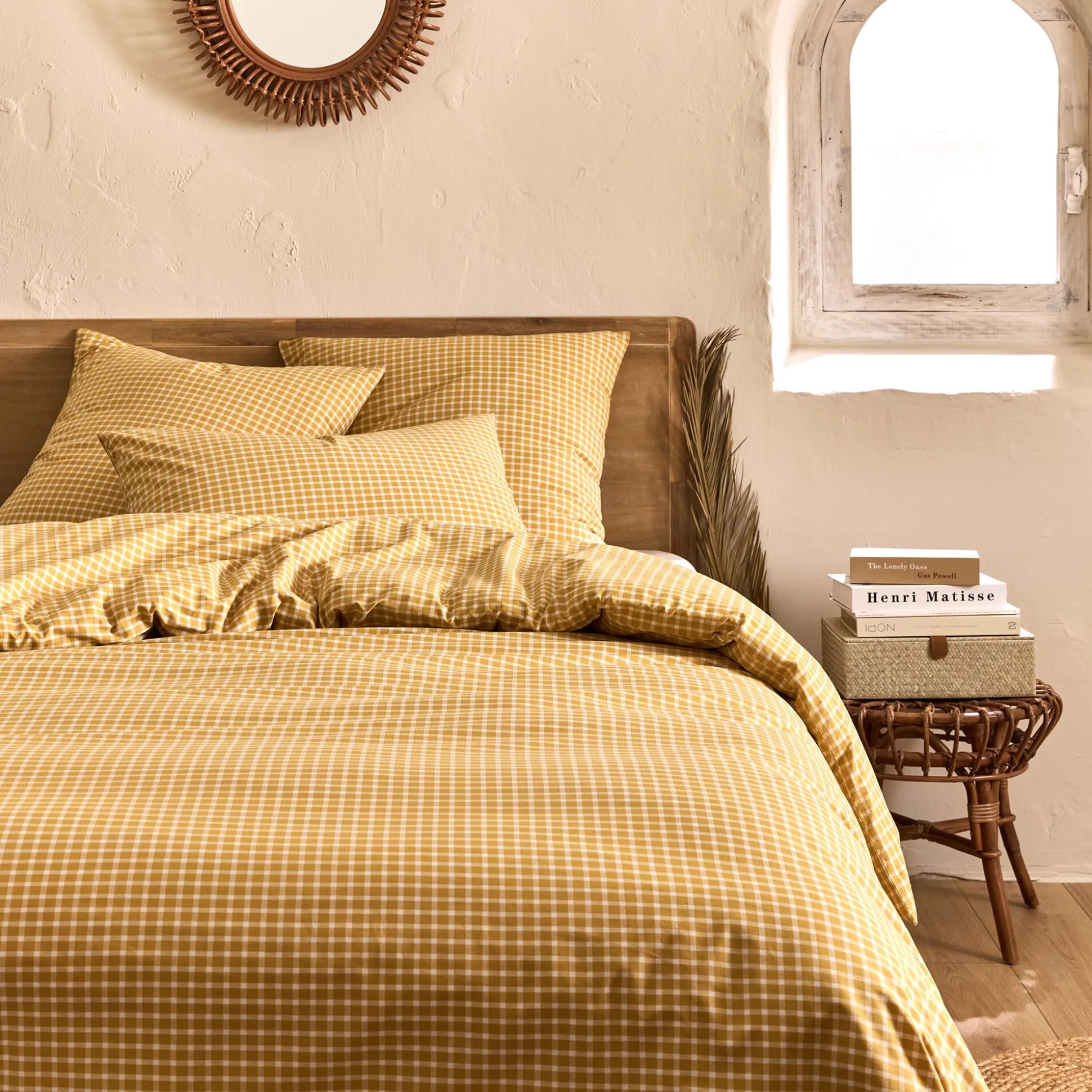Housse de couette en coton motif carreaux 240x220cm - jaune