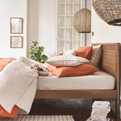 Housse de couette en lin lavé 240x220cm - marron rustrel