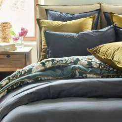 Housse de couette en percale de coton - gris ardoise 240x220cm