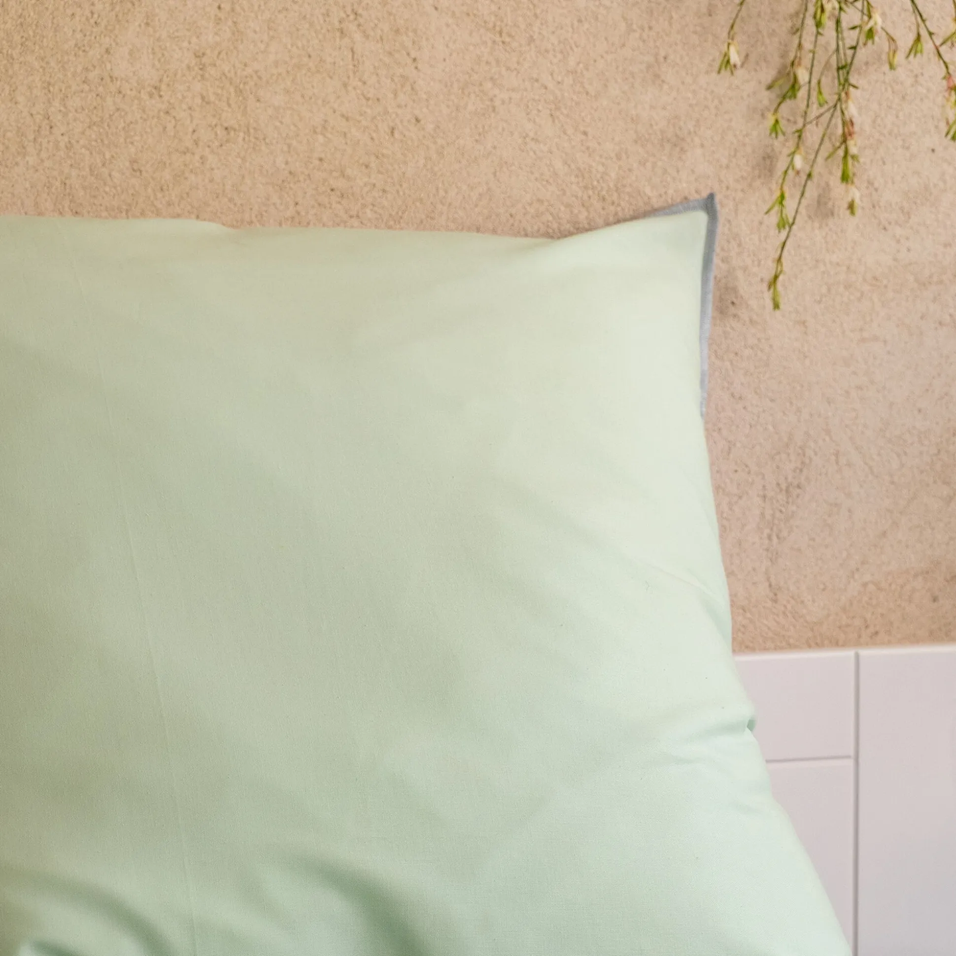 Housse de couette enfant bicolore 140x200cm et 1 taie d'oreiller 63x63cm - bleu