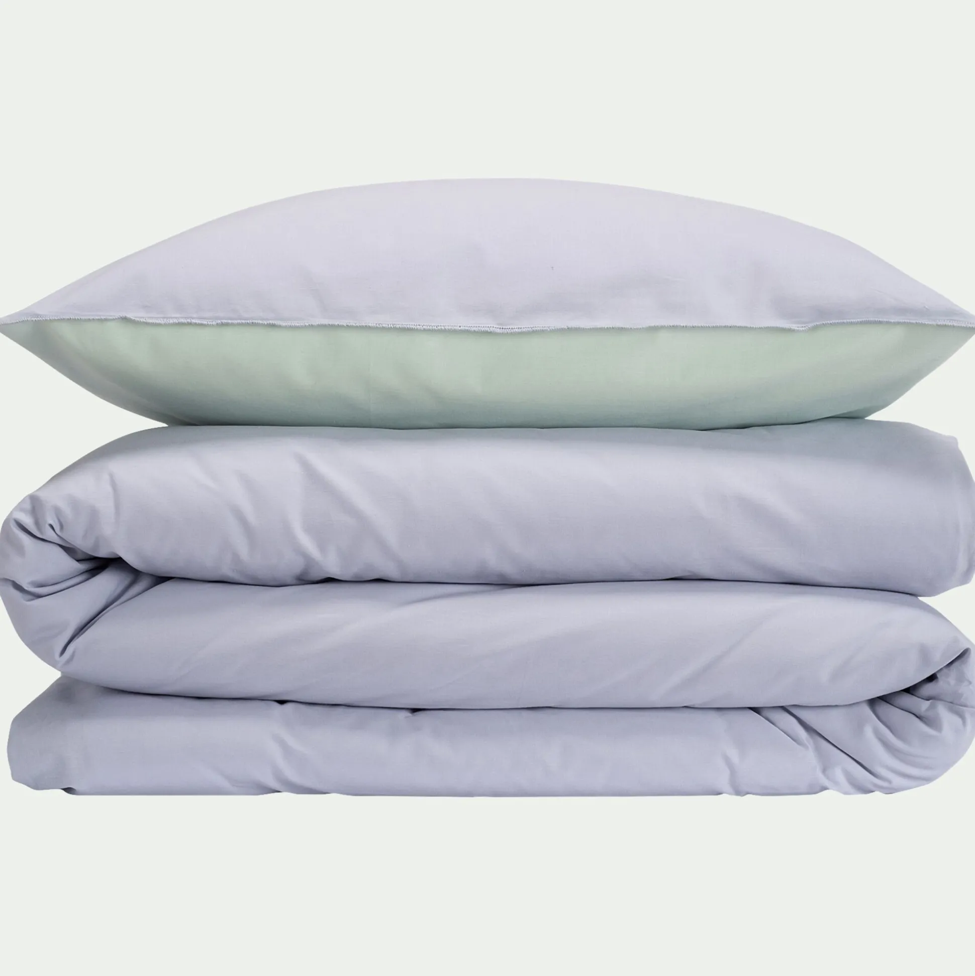 Housse de couette enfant bicolore 140x200cm et 1 taie d'oreiller 63x63cm - bleu